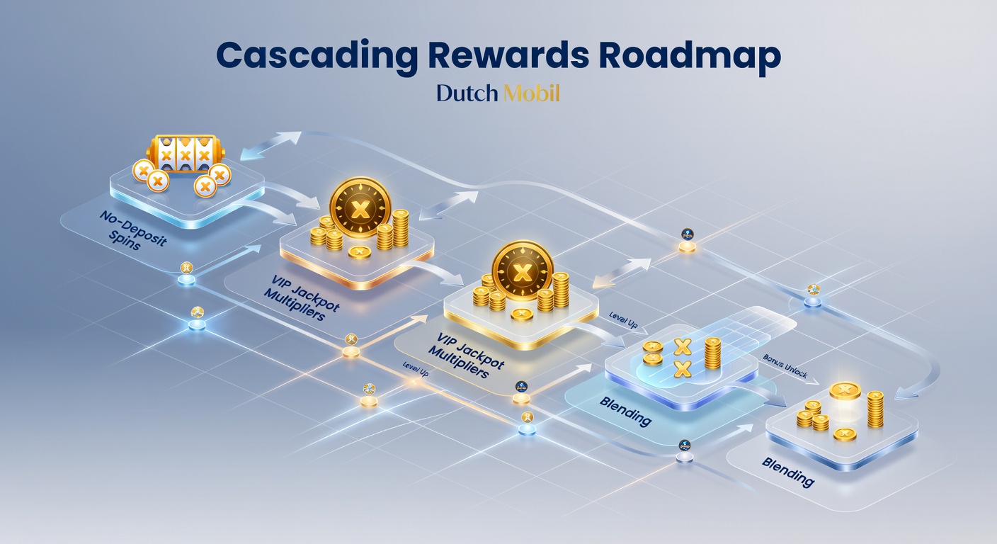 Mobiel scherm met VIP jackpot multiplier in actie, gekoppeld aan een no-deposit spin cascade op een Nederlands casino platform