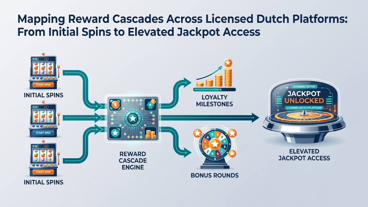 Diagram van beloningscascades van spins naar jackpot toegang op Nederlandse platforms