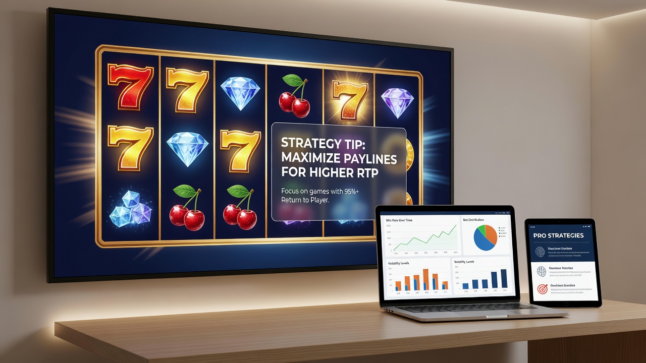 Close-up van een slotspelinterface met RTP-indicatoren en statistieken