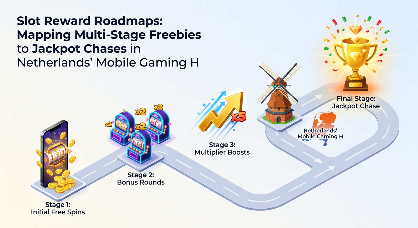Voorbeeld van een mobiele slot app met beloningskaart, tonen levels van free spins naar gouden jackpot icoon