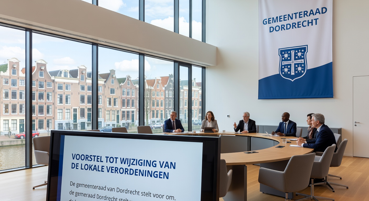 Foto van de Kromhoutgebied-wijk in Dordrecht, met woonhuizen en een buurtcentrum, illustrerend de leefomgeving waar de nieuwe speelautomatenhal gepland was