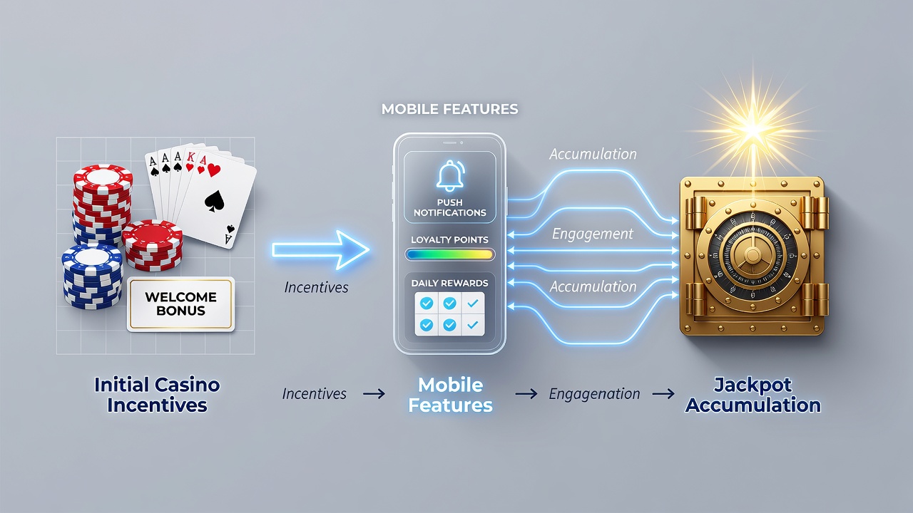 Mobiele interface die jackpot accumulatie en VIP beloningen illustreert in Nederlandse casino apps
